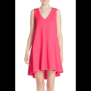 Adelyn Rae Hot Pink Pleat Back Scuba Trapeze Dress